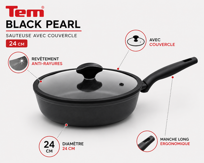 Tem Sauteuse avec couvercle Black Pearl 24 cm