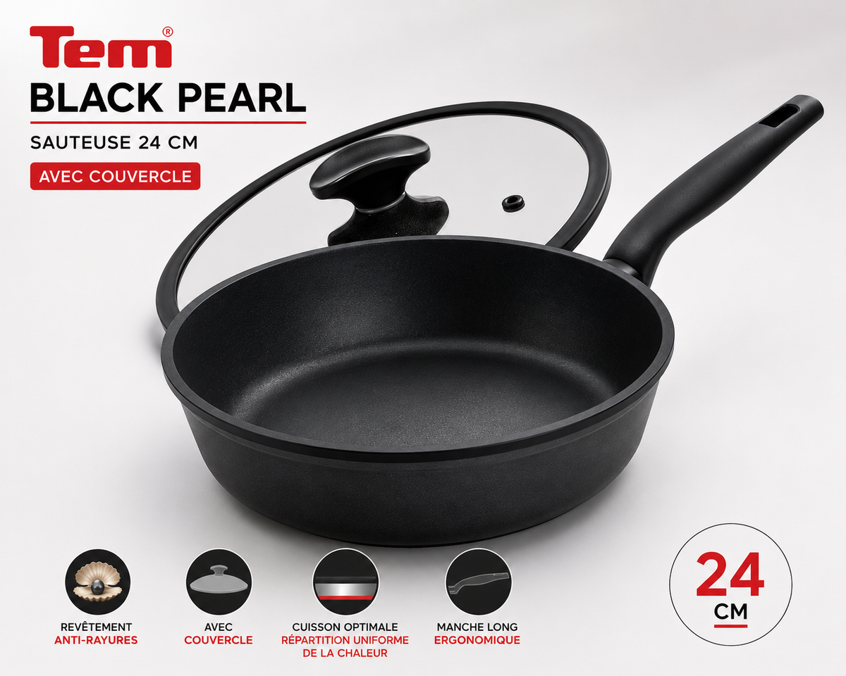 Tem Sauteuse avec couvercle Black Pearl 24 cm