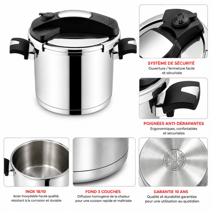Cocotte TEM Cosmos en Acier Inoxydable 18/10 – 7 Litres (Garantie 10 ans)