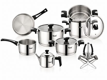 Tem Cosmos - Batterie 15 Pièces - Inox 18/10 - (Garantie 10 ans)