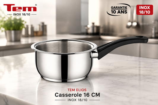 Tem Elios Casserole 16cm - Inox 18/10 - (Garantie 10 ans)