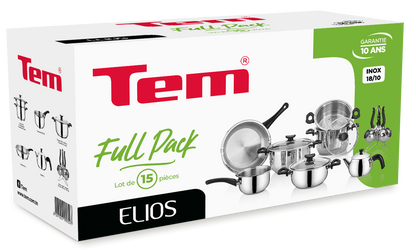 Tem Elios - Batterie 15 Pièces - Inox 18/10 - (Garantie 10 ans)