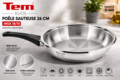 Tem Elios Poele sauteuse 26cm - Inox 18/10 - (Garantie 10 ans)