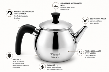 Tem Elios Théière - Inox 18/10 - (Garantie 10 ans)