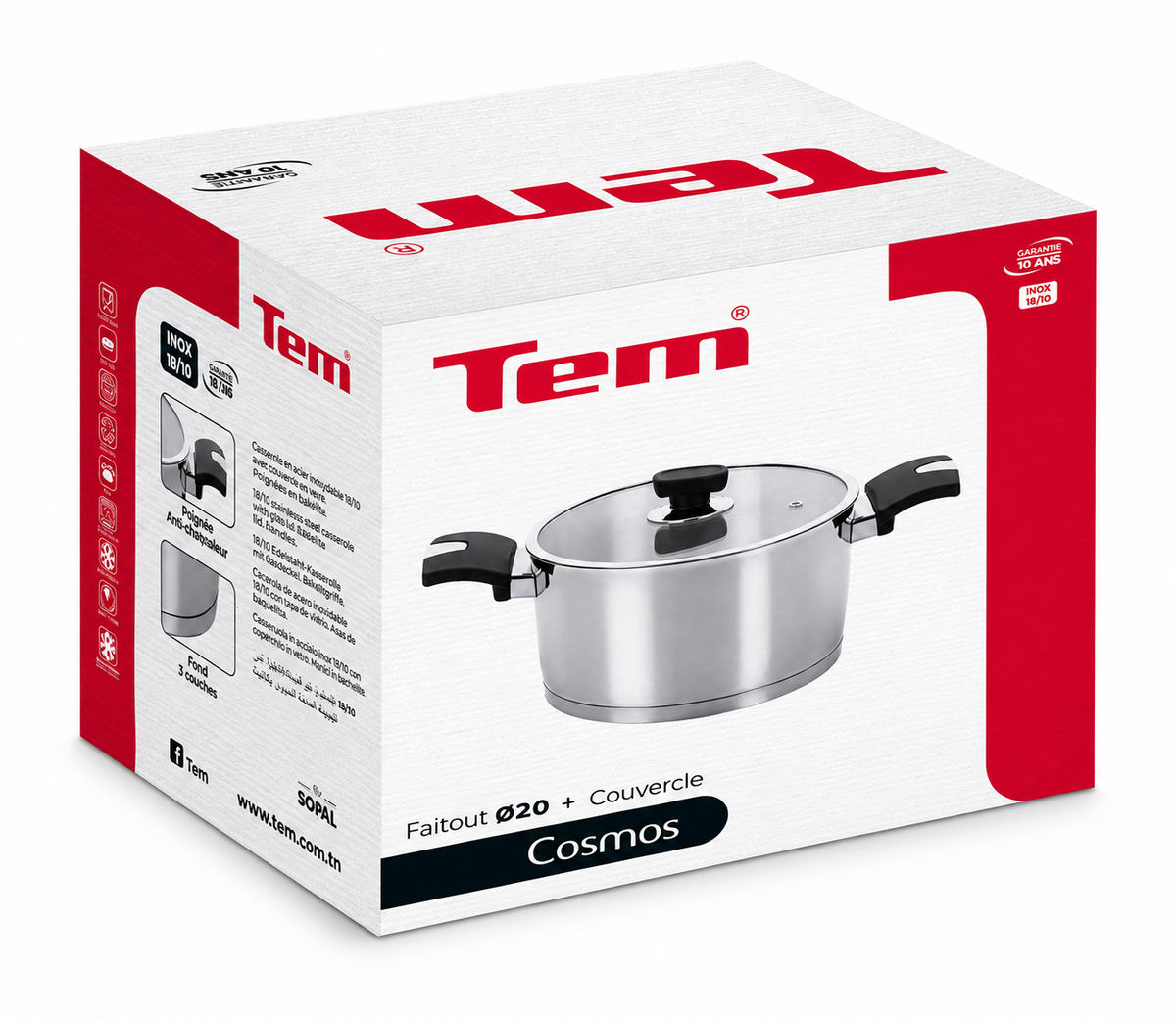 Faitout TEM Cosmos Inox 18/10 – Collection Cosmos (20cm, 24cm, 26) (Garantie 10 ans)