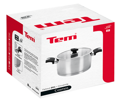 Faitout TEM Cosmos Inox 18/10 – Collection Cosmos (20cm, 24cm, 26) (Garantie 10 ans)