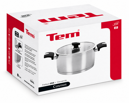 Faitout TEM Cosmos Inox 18/10 – Collection Cosmos (20cm, 24cm, 26) (Garantie 10 ans)