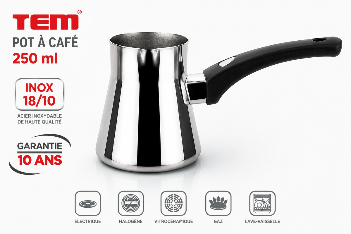 Zazoua, Pot à Café TEM Cosmos 250ml – Inox 18/10 (Garantie 10 ans)