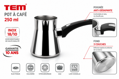 Zazoua, Pot à Café TEM Cosmos 250ml – Inox 18/10 (Garantie 10 ans)