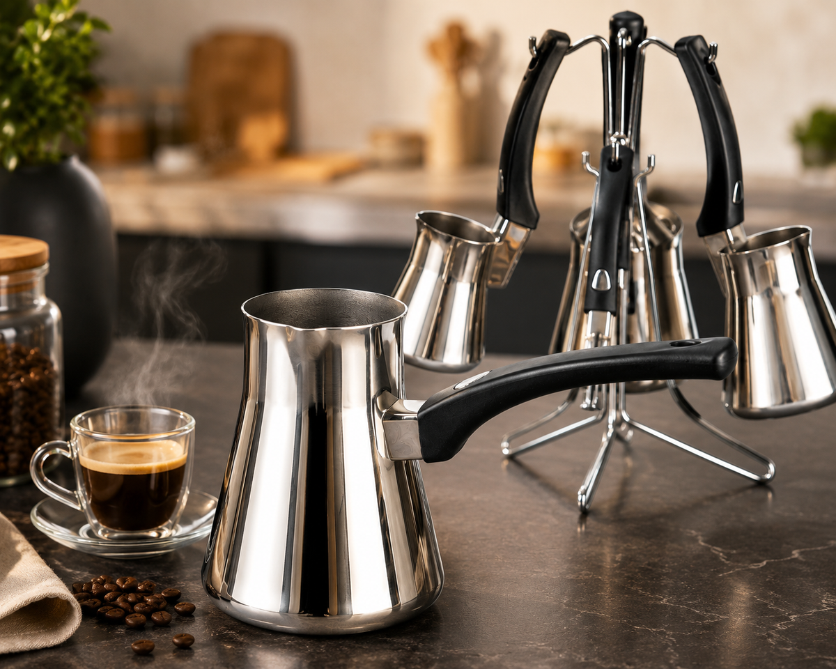 Zazoua, Pots à Café TEM Cosmos avec Support - Inox 18/10 (Garantie 10 ans)