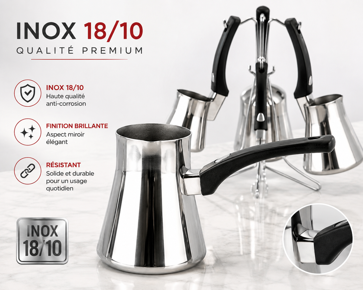 Zazoua, Pots à Café TEM Cosmos avec Support - Inox 18/10 (Garantie 10 ans)