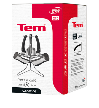 Zazoua, Pots à Café TEM Cosmos avec Support - Inox 18/10 (Garantie 10 ans)
