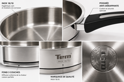 Poele Sauteus Tem Cosmos  24cm - INOX 18/10 (Garantie 10 ans)