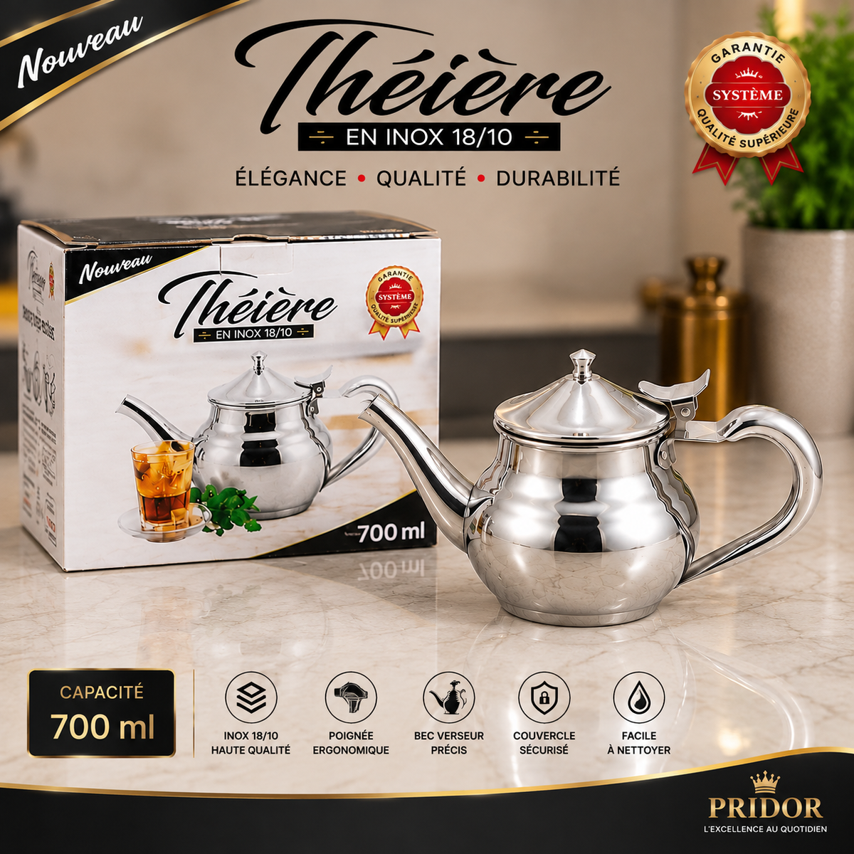 Théière en Inox 18/10 - Élégance, Qualité et Durabilité