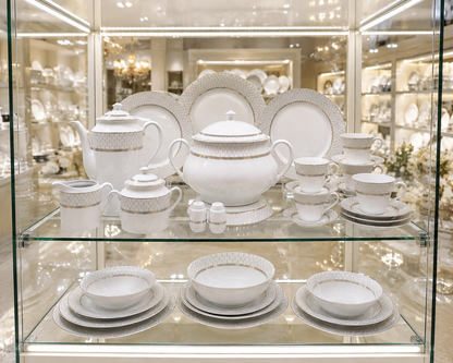 Service de Table Prestigieux  "Zéphyr" L’Excellence de la Porcelaine Tunisienne (61 Pièces)