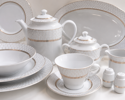 Service de Table Prestigieux  "Zéphyr" L’Excellence de la Porcelaine Tunisienne (61 Pièces)