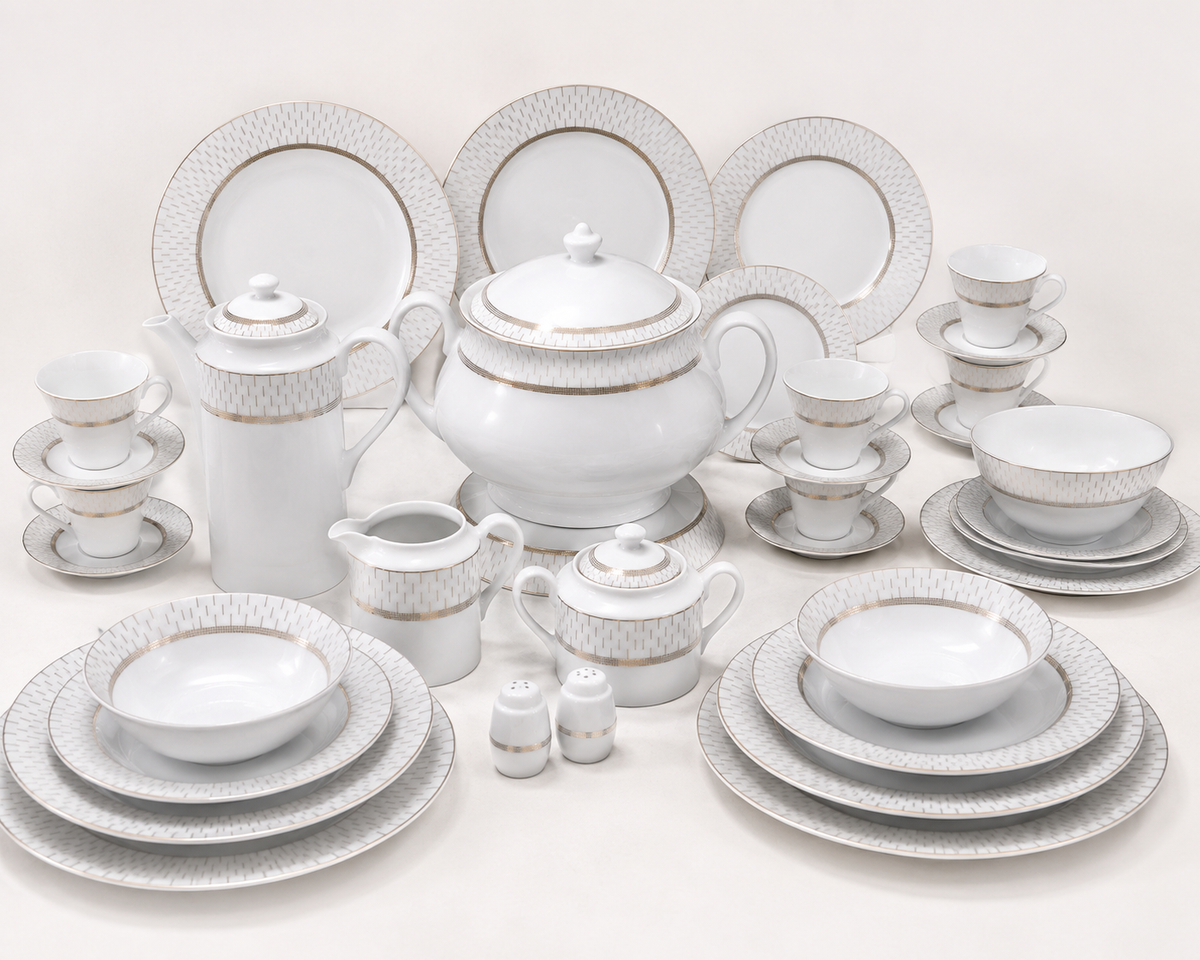 Service de Table Prestigieux  "Zéphyr" L’Excellence de la Porcelaine Tunisienne (61 Pièces)
