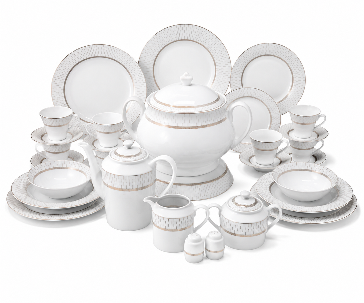 Service de Table Prestigieux  "Zéphyr" L’Excellence de la Porcelaine Tunisienne (61 Pièces)