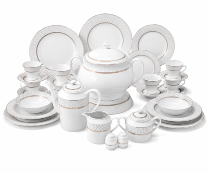 Service de Table Prestigieux  "Zéphyr" L’Excellence de la Porcelaine Tunisienne (61 Pièces)