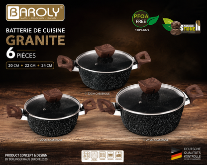 Batterie de Cuisine en Granit 6pièces Baroly – Élégance et Performance en Cuisine