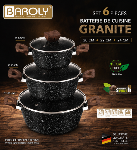 Batterie de Cuisine en Granit 6pièces Baroly – Élégance et Performance en Cuisine