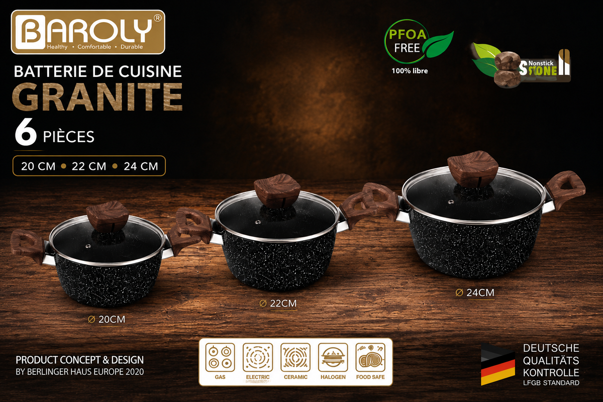 Batterie de Cuisine en Granit 6pièces Baroly – Élégance et Performance en Cuisine