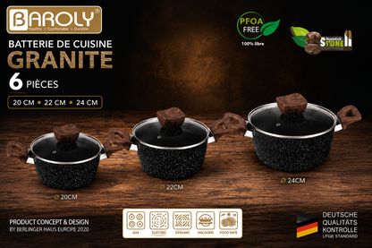 Batterie de Cuisine en Granit 6pièces Baroly – Élégance et Performance en Cuisine