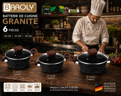 Batterie de Cuisine en Granit 6pièces Baroly – Élégance et Performance en Cuisine