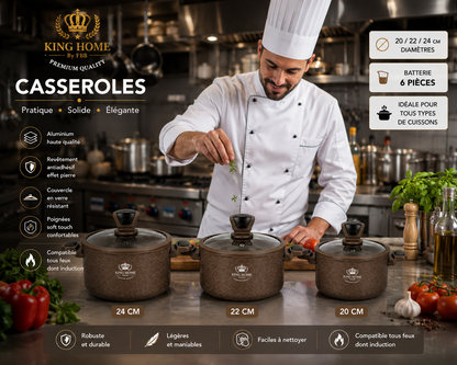 Batterie de Cuisine en Granite King Home (6 pièces) – L'Excellence du Granite pour votre Cuisine (6 pièces)