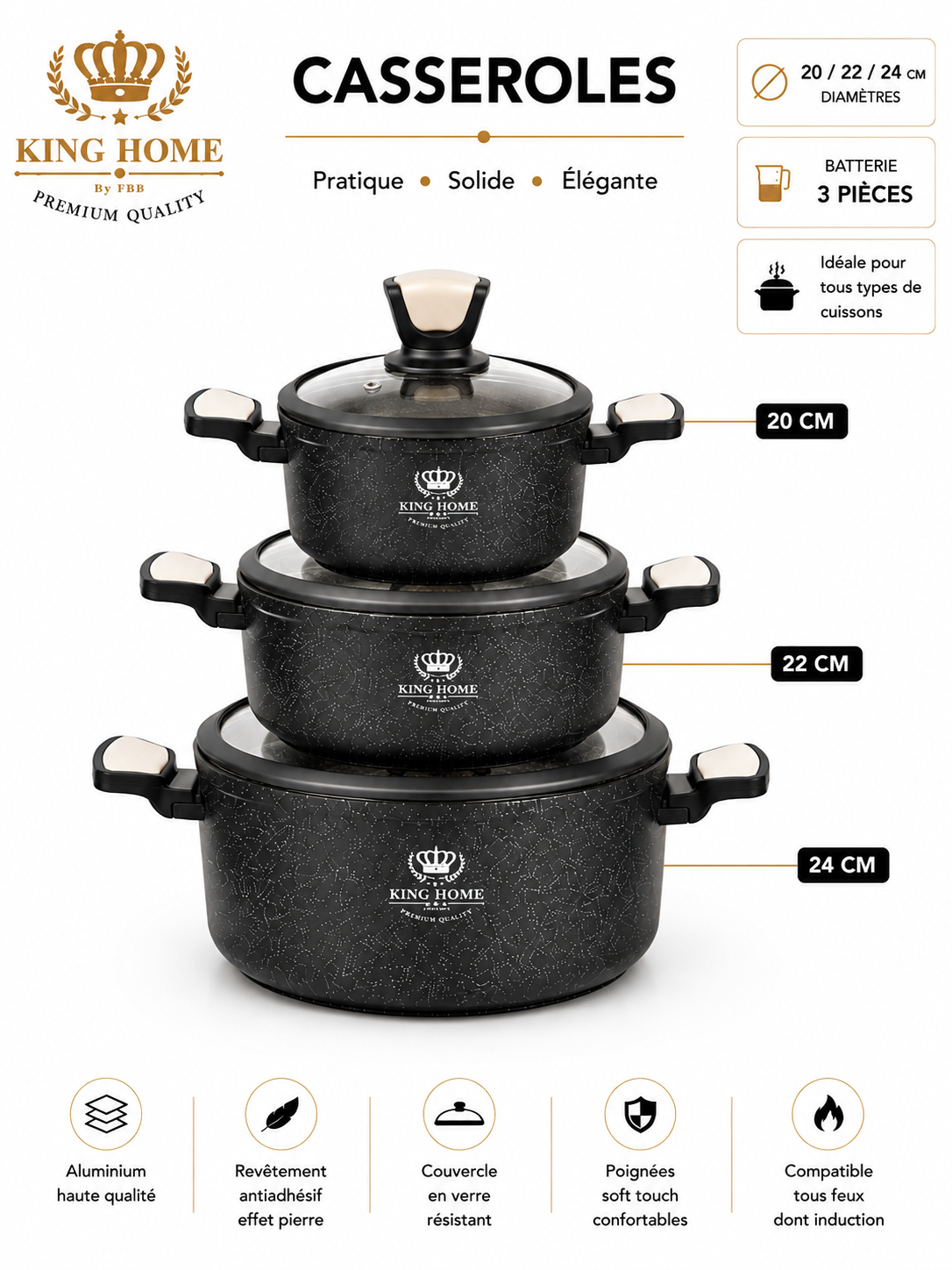Batterie de Cuisine en Granite King Home (6 pièces) – L'Excellence du Granite pour votre Cuisine (6 pièces)