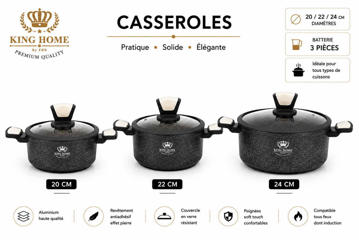 Batterie de Cuisine en Granite King Home (6 pièces) – L'Excellence du Granite pour votre Cuisine (6 pièces)