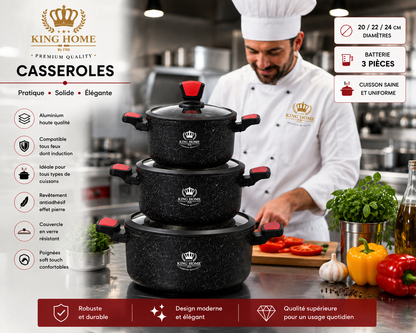 Batterie de Cuisine en Granite King Home (6 pièces) – L'Excellence du Granite pour votre Cuisine (6 pièces)