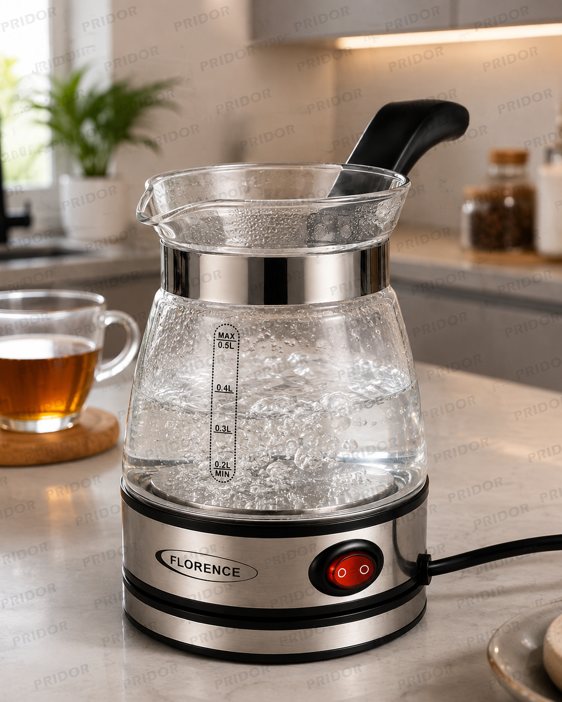 Bouilloire Électrique en Verre FLORENCE – 0,5 L (Garantie 1 ans)