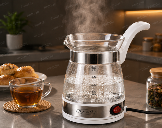 Bouilloire Électrique en Verre FLORENCE – 0,5 L (Garantie 1 ans)