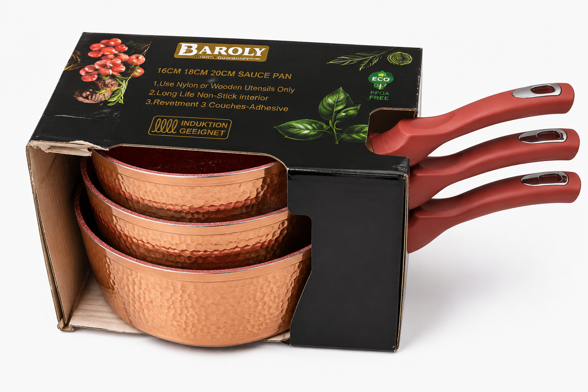 Set de 3 Casseroles Baroly – Élégance Cuivrée & Performance Granit