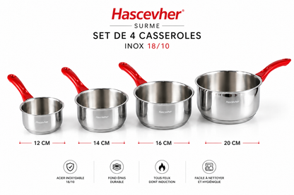 Set de 4 Casseroles Hascevher Surme – Inox 18/10