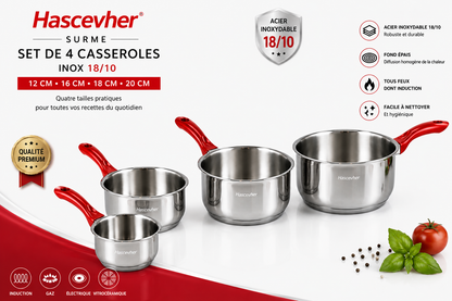 Set de 4 Casseroles Hascevher Surme – Inox 18/10