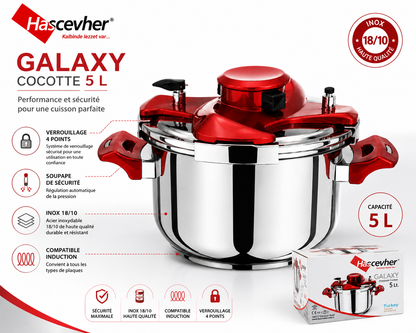 Cocotte Hascevher Galaxy – 5 Litres - Inox 18/10