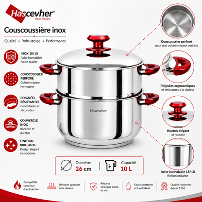 Couscoussière Hascevher Inox – 24 cm / 8L