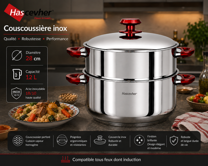 Couscoussière Hascevher Inox – 28 cm / 12 L