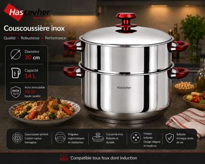 Couscoussière Hascevher Inox – 28 cm / 12 L