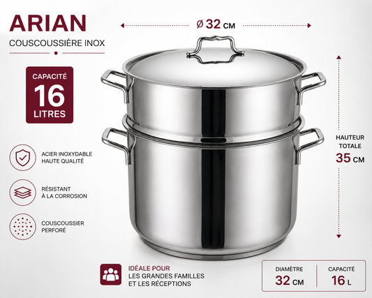 Couscoussière Inox Arian – 32 cm / 16 L