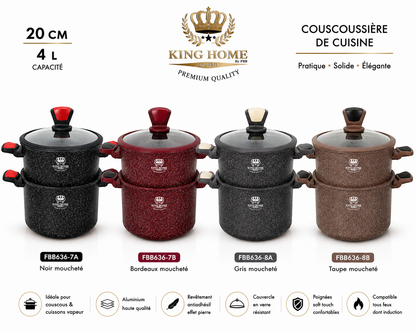 Couscoussière en Granite King Home Premium – Design Effet Pierre (4L / 20cm)