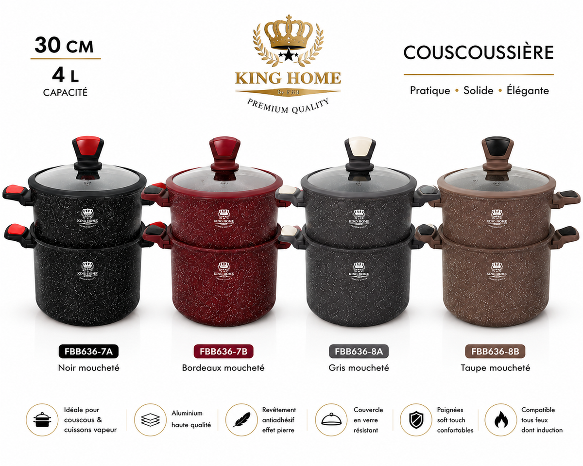 Couscoussière en Granite King Home Premium – Design Effet Pierre (4L / 20cm)