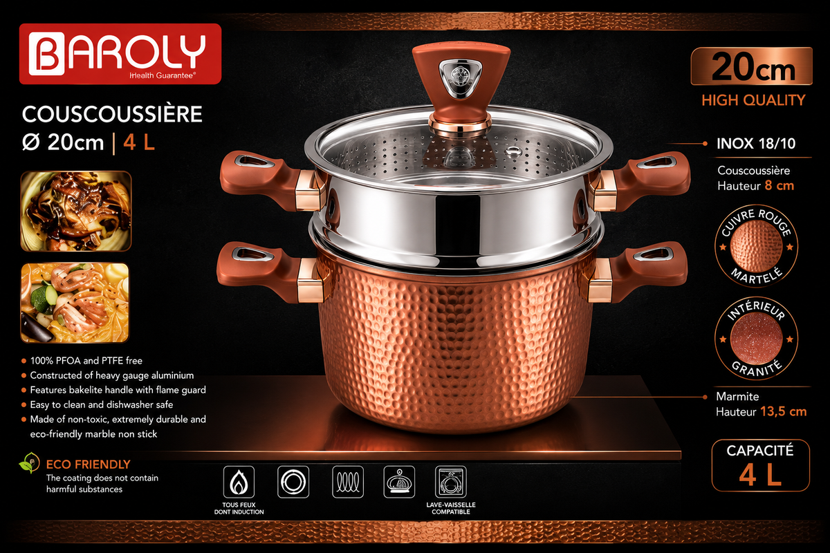 Couscoussière Baroly 20 cm – 4L : L'Excellence de la Cuisine au Quotidien