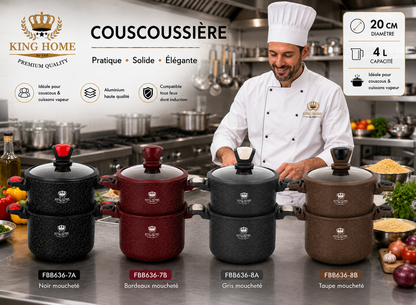 Couscoussière en Granite King Home Premium – Design Effet Pierre (4L / 20cm)