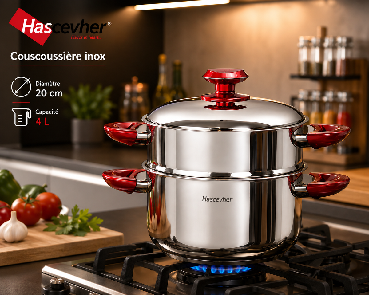 Couscoussière Hascevher Inox – 20 cm / 4 L