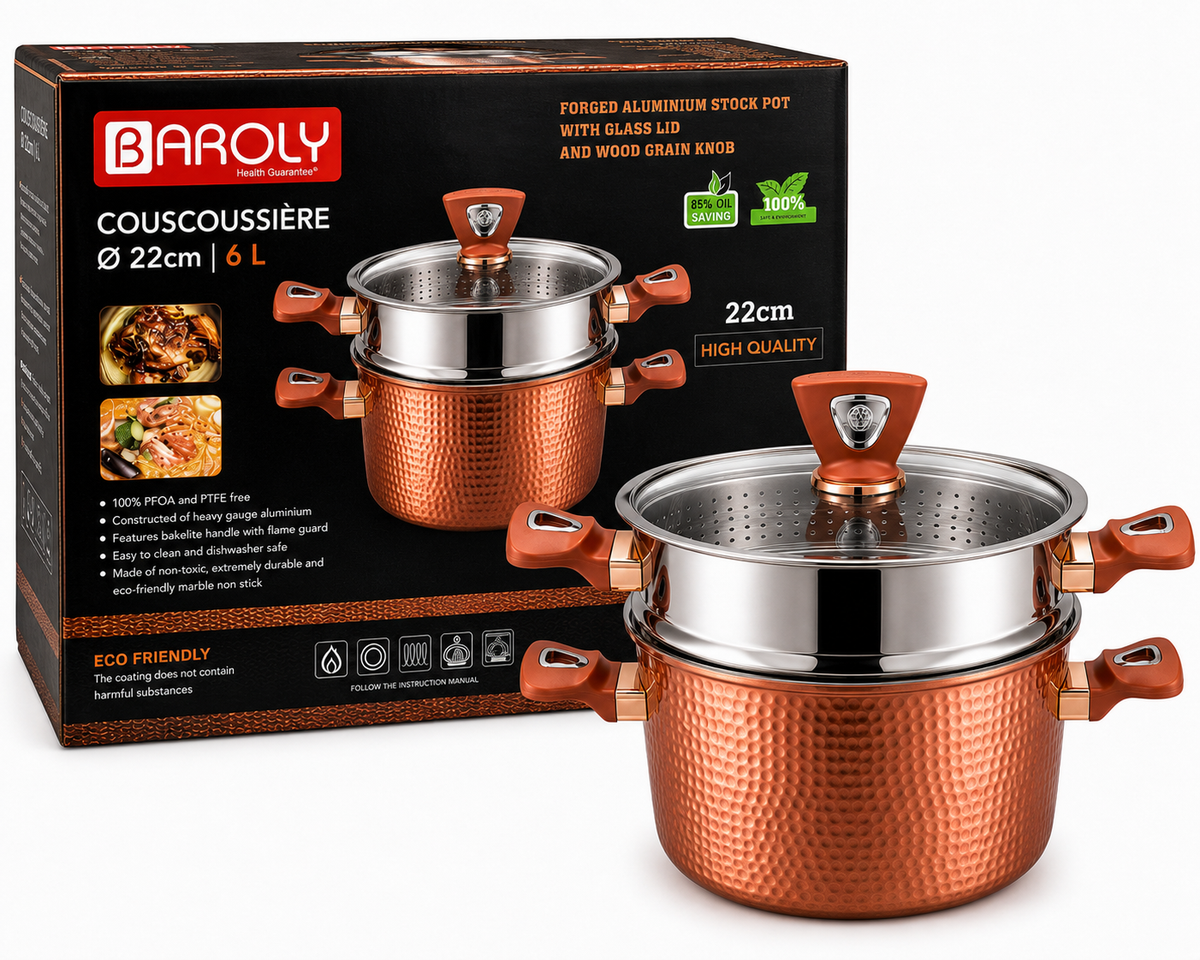 Couscoussière Baroly 22 cm – 6L : L'Excellence de la Cuisine au Quotidien