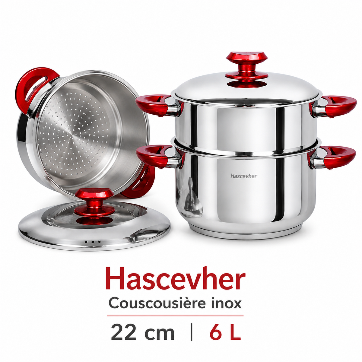 Couscoussière Hascevher Inox – 22 cm / 6L