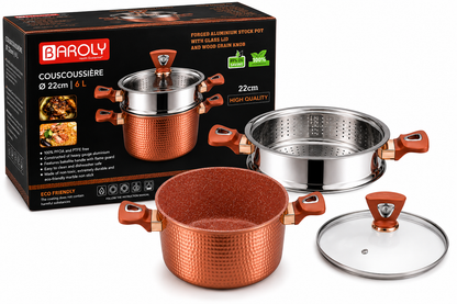 Couscoussière Baroly 22 cm – 6L : L'Excellence de la Cuisine au Quotidien
